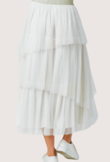 MYSTREE Ivory Tiered Ruffle Tulle Skirt