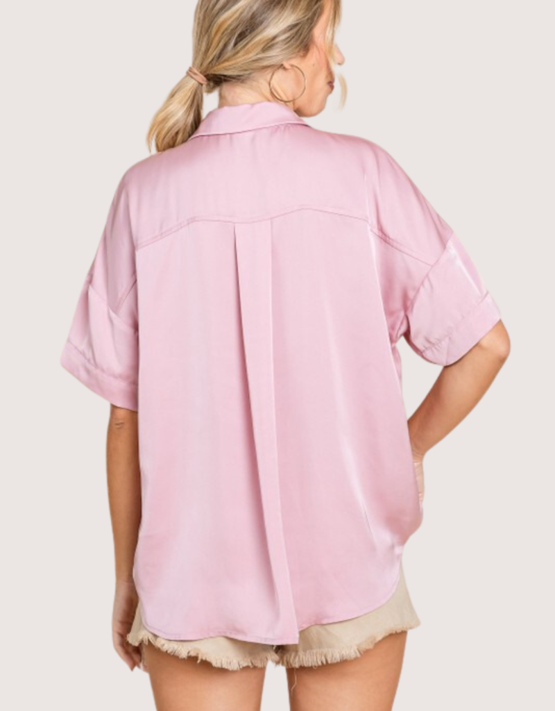 JODIFL Pink SS V-Neck Top