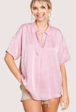 JODIFL Pink SS V-Neck Top