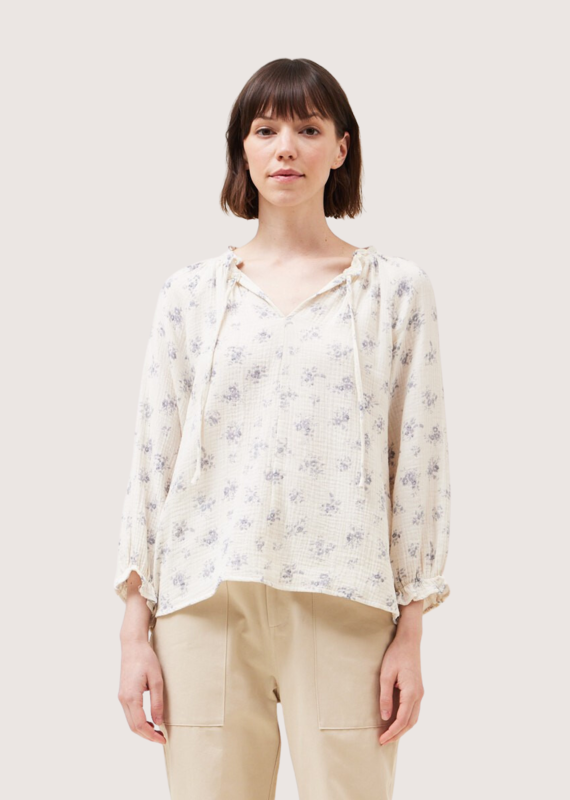 GRADE & GATHER Ivory Floral Gauze Blouse