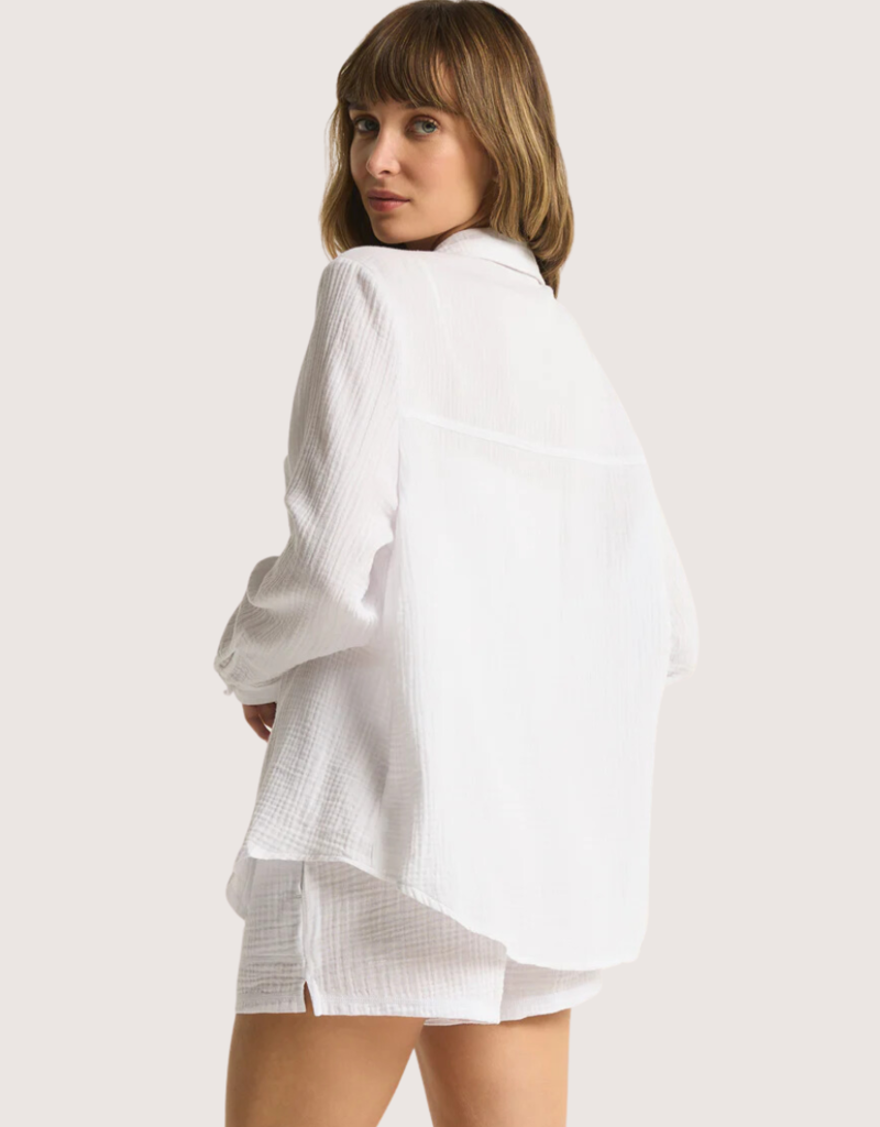 Z SUPPLY White Kaili Button Up Gause Top