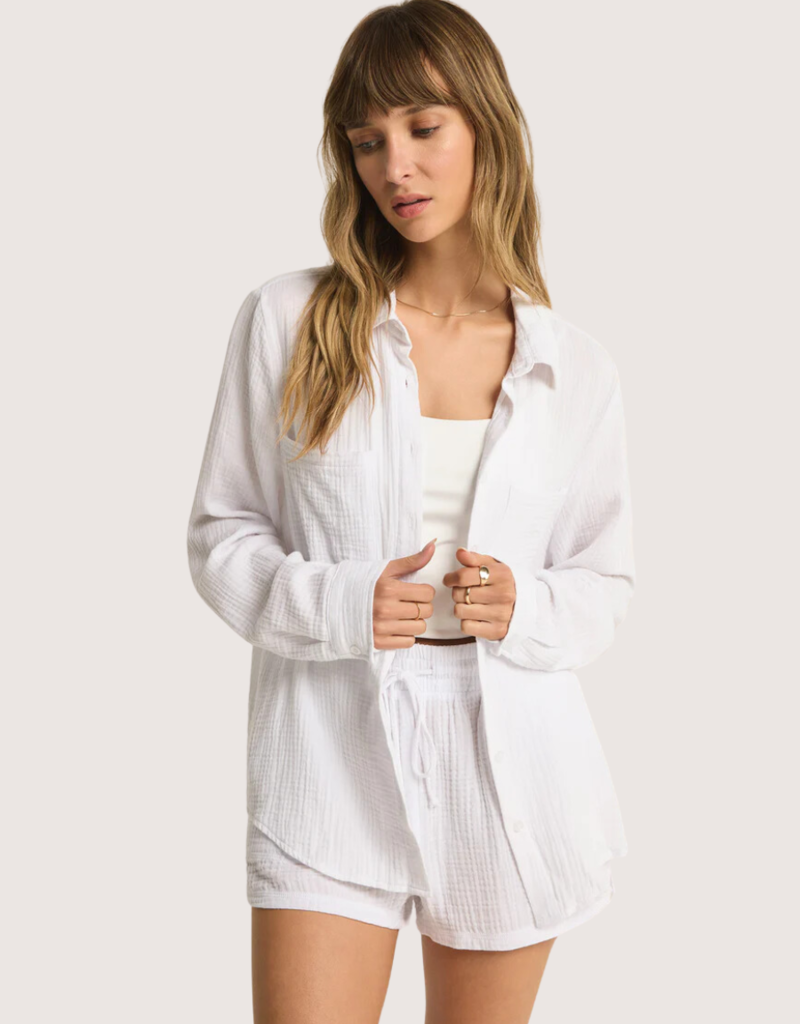 Z SUPPLY White Kaili Button Up Gause Top