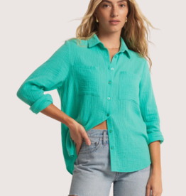 Z SUPPLY Cabana Green Kaili Button Up Gauze Top