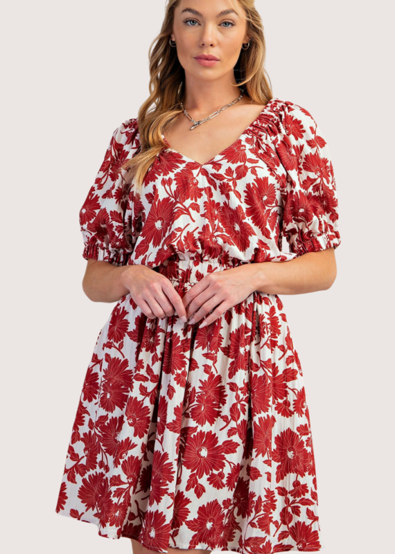 Crimson SS Print  Dress