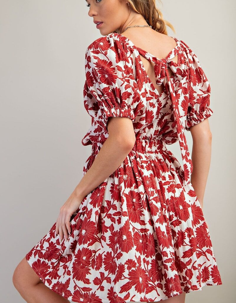 Crimson SS Print  Dress