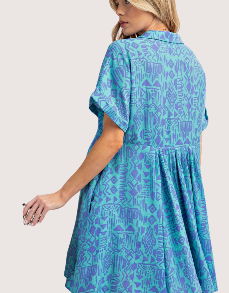 Aqua SS Ethnic Print Dress