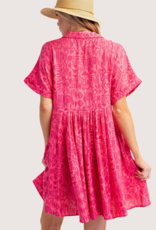 Coral Pink Ethnic Print Dress