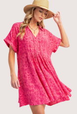Coral Pink Ethnic Print Dress