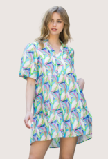 THML Puff Sleeve Print Tiered Dress