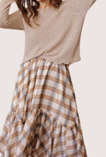 BLU PEPPER Khaki Plaid Ruffle Handkerchief Skirt