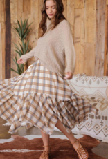 BLU PEPPER Khaki Plaid Ruffle Handkerchief Skirt