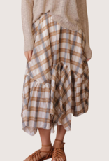 BLU PEPPER Khaki Plaid Ruffle Handkerchief Skirt