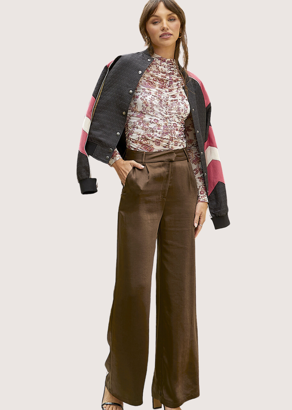 MYSTREE Chocolate Satin Pants