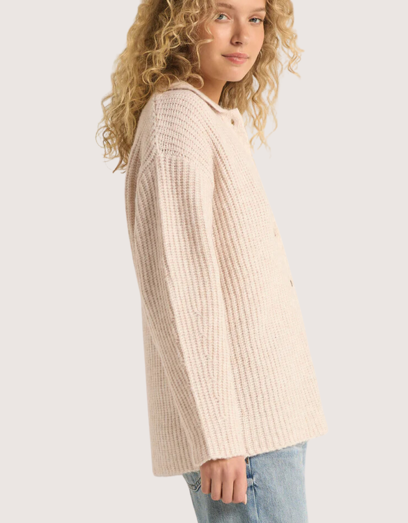 Z SUPPLY Oatmeal Heather Lennie Button Up Sweater