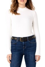 LIVERPOOL Long Sleeve Mock Neck Rib Knit Top Snow