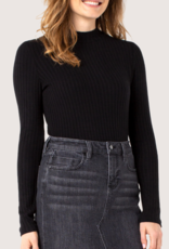 Liverpool Los Angeles Long Sleeve Mock Neck Rib Knit Top Black