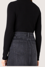 Liverpool Los Angeles Long Sleeve Mock Neck Rib Knit Top Black