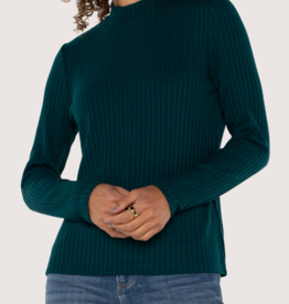 LIVERPOOL Long Sleeve Mock Neck Rib Knit Top Forest