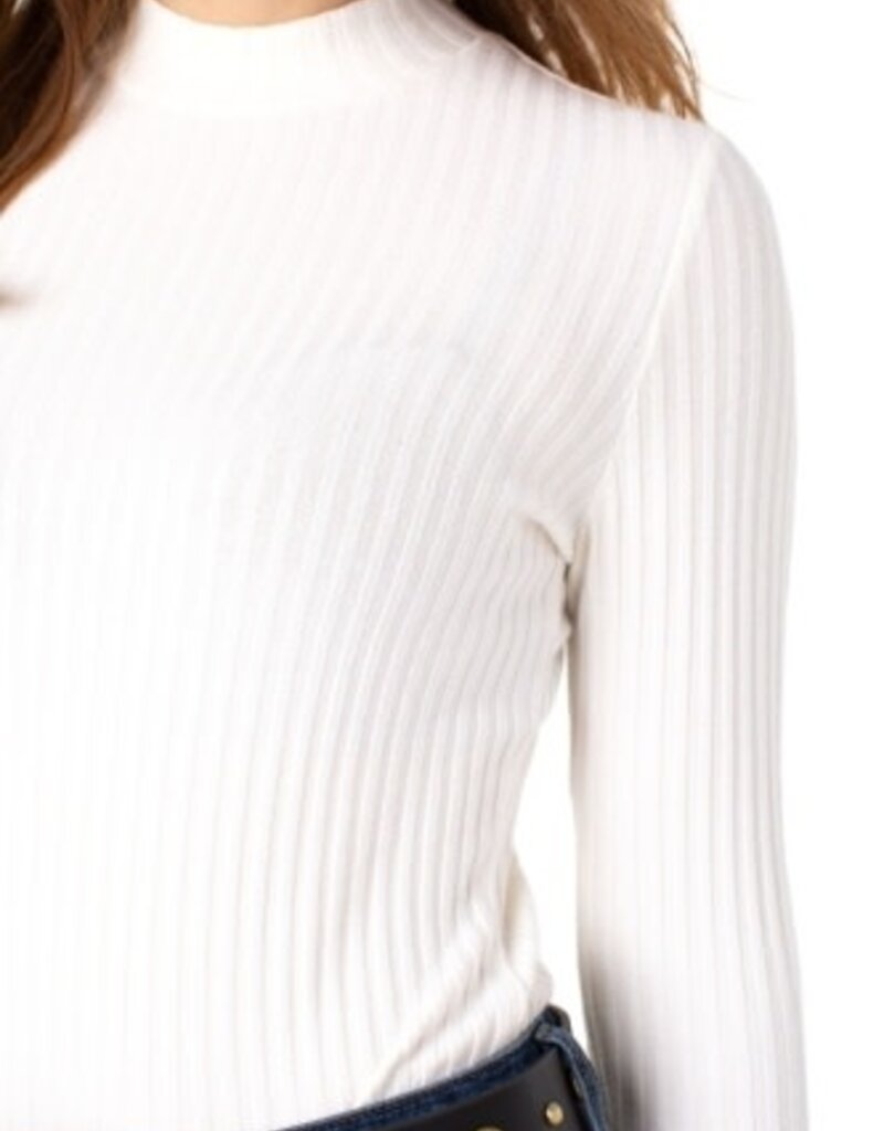 LIVERPOOL Long Sleeve Mock Neck Rib Knit Top Snow