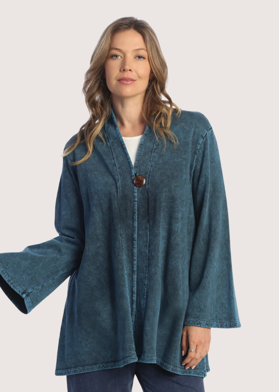 JESS & JANE Sapphire Mineral Washed Fleece Cardigan