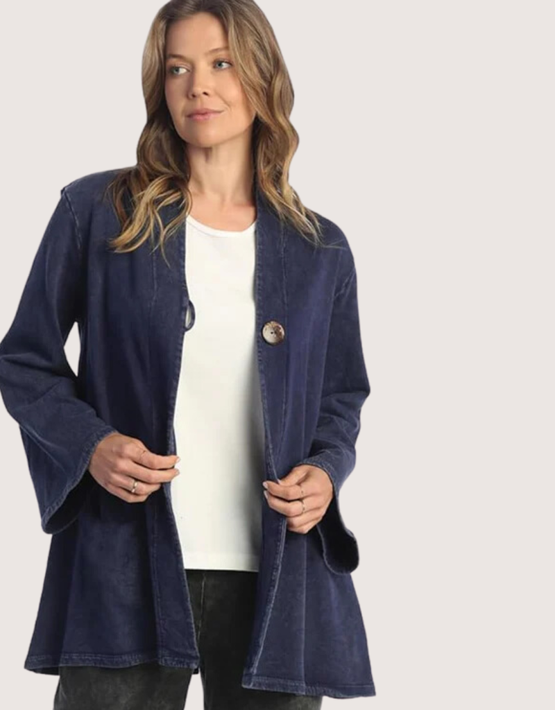 JESS & JANE Sapphire Mineral Washed Fleece Cardigan