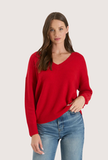 BLU PEPPER Red Sweater V-Neck Long Sleeve Sweater