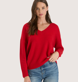 BLU PEPPER Red Sweater V-Neck Long Sleeve Sweater