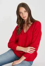 BLU PEPPER Red Sweater V-Neck Long Sleeve Sweater