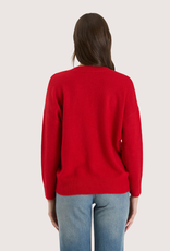 BLU PEPPER Red Sweater V-Neck Long Sleeve Sweater