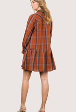 THML Rust and Brown Plaid Dress