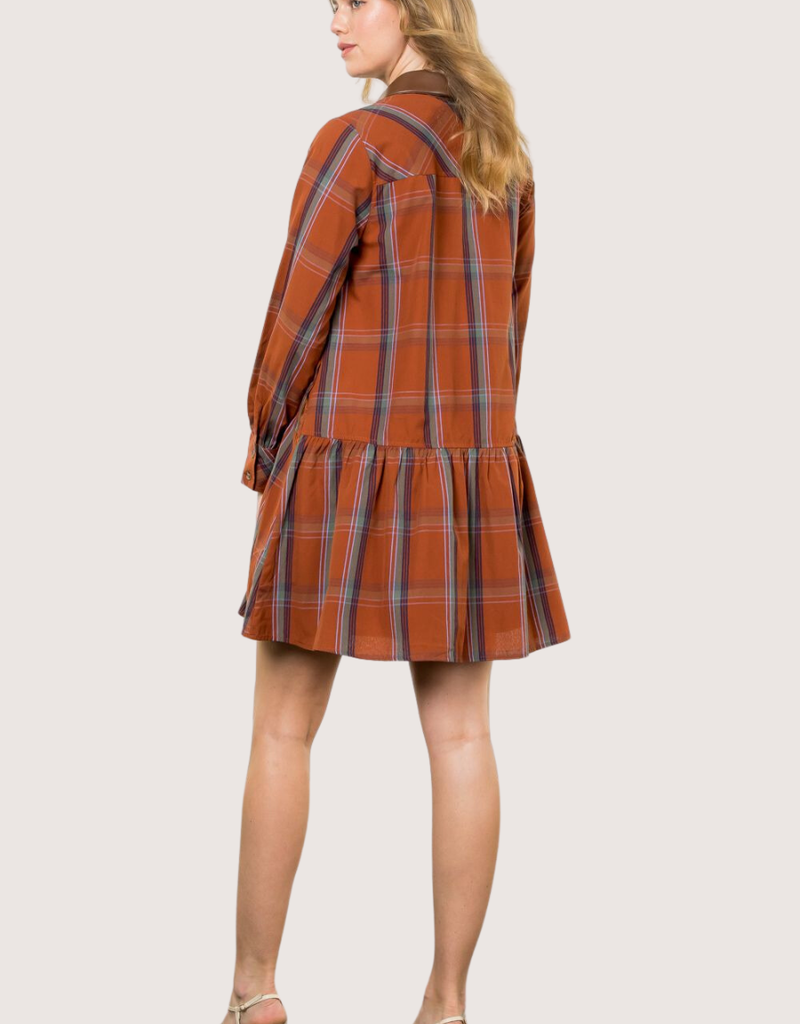 THML Rust and Brown Plaid Dress