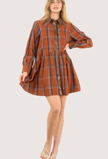 THML Rust and Brown Plaid Dress