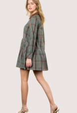 THML Olive and Brown Plaid Dress