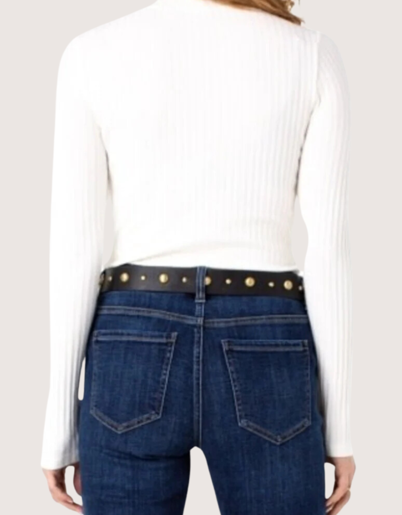 LIVERPOOL Long Sleeve Mock Neck Rib Knit Top Snow