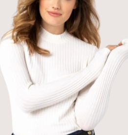 LIVERPOOL Long Sleeve Mock Neck Rib Knit Top Snow