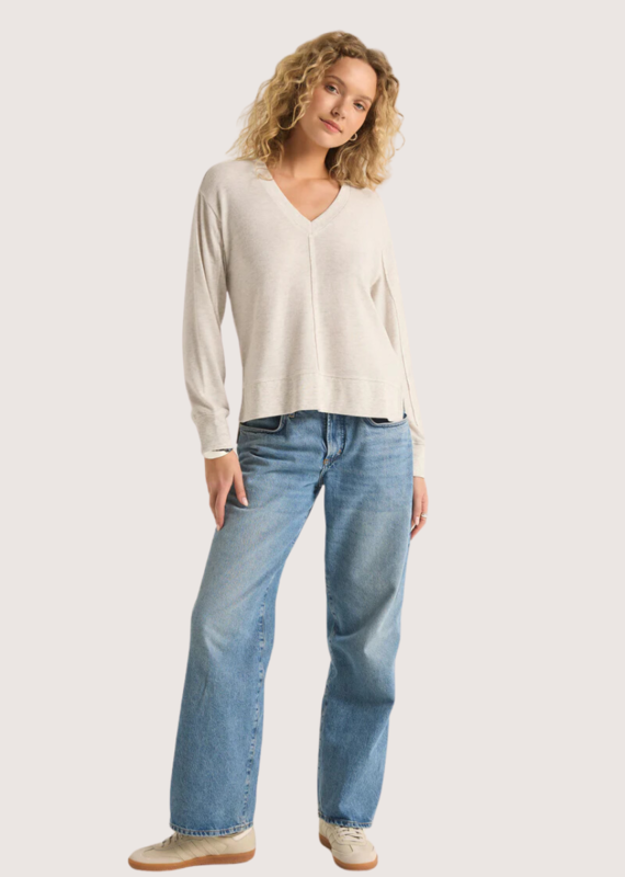 Z SUPPLY Lt. Oatmeal Wilder Cloud V-Neck Long Sleeve Top