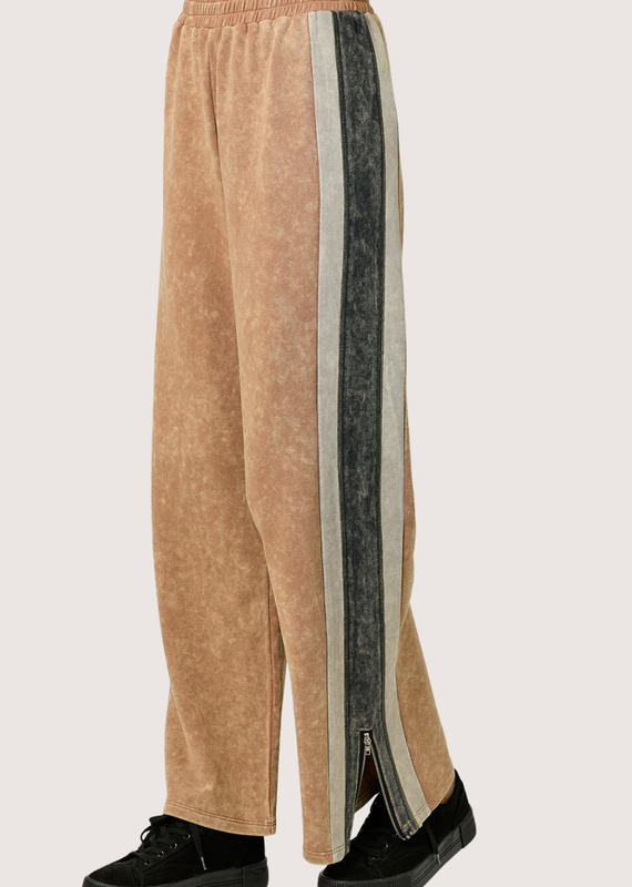 MYSTREE Color Block Terry Pants Honey