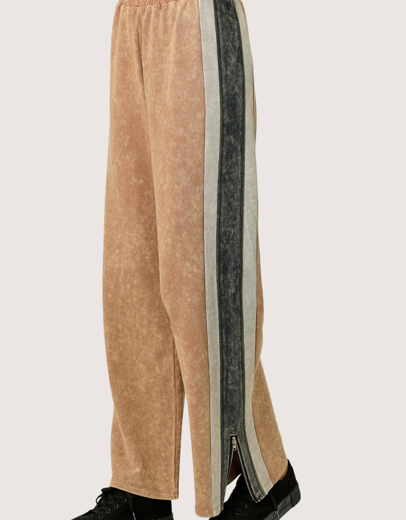 MYSTREE Color Block Terry Pants Honey