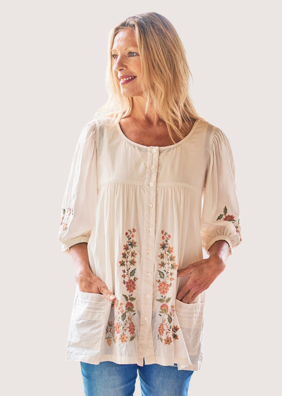 APRIL CORNELL Ecru Patricia Embroidery Tunic