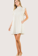 THML Cream Dress with Pleated Front