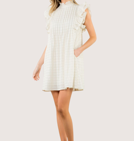 THML Cream Dress with Pleated Front