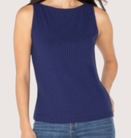 Sleeveless Boat Neck Rib Knit Top