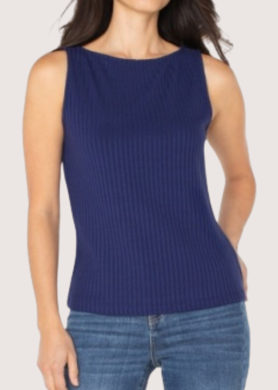 Sleeveless Boat Neck Rib Knit Top