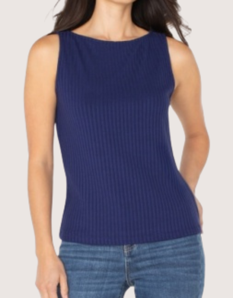 Sleeveless Boat Neck Rib Knit Top