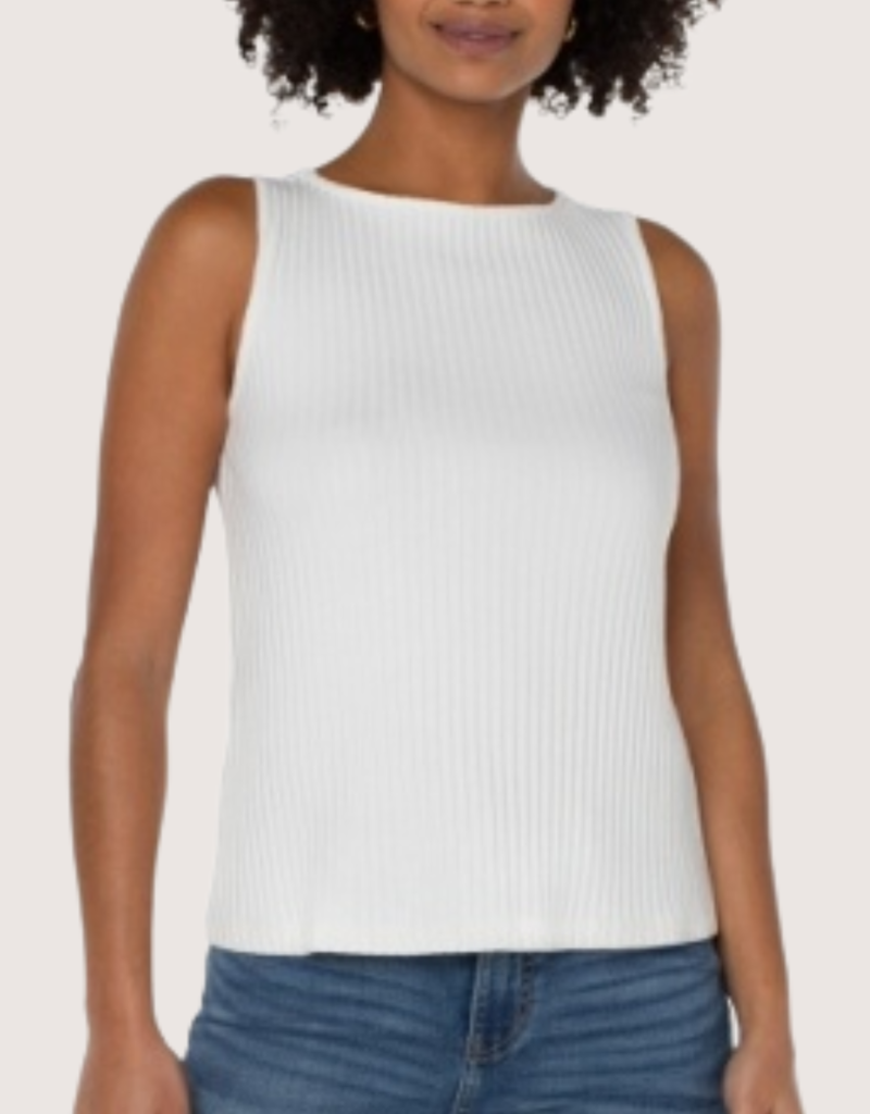LIVERPOOL LOS ANGELES Sleeveless Boat Neck Rib Knit Top