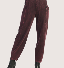 JESS & JANE Wine Cotton Spandex Pants