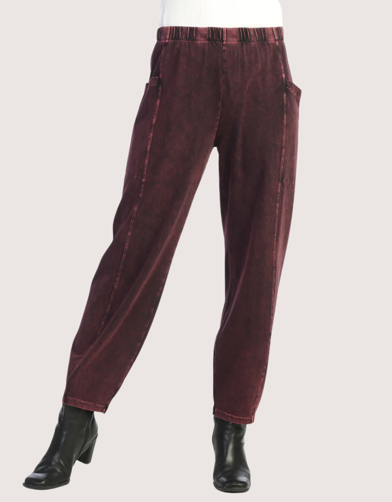 JESS & JANE Wine Cotton Spandex Pants