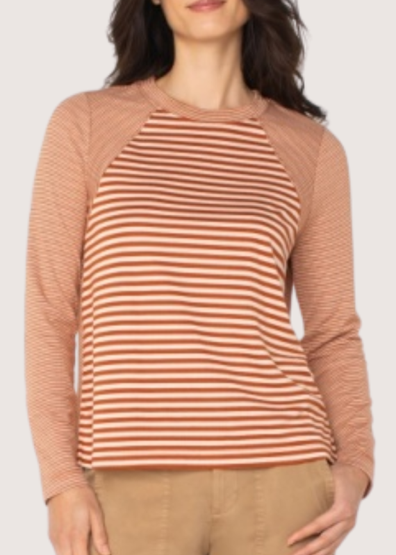 LIVERPOOL LOS ANGELES Long Slv Crew Neck Knit Top w/ Seaming