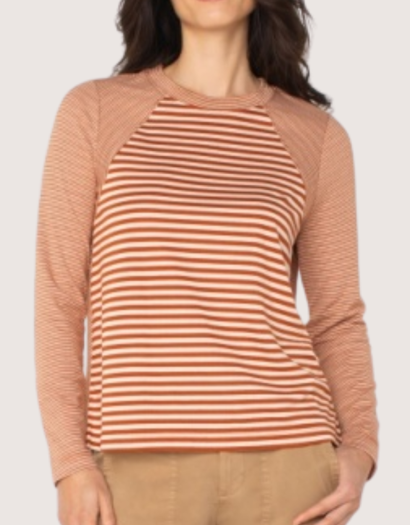 LIVERPOOL LOS ANGELES Long Slv Crew Neck Knit Top w/ Seaming