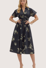 ENTRO Floral Midi Dress Black